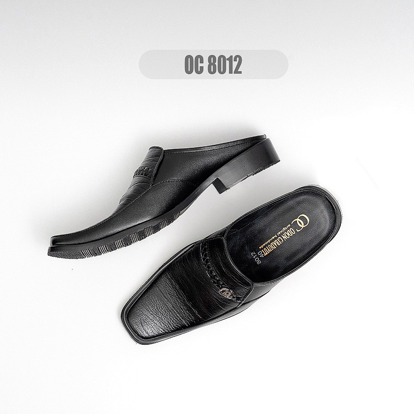 SEPATU SANDAL SLOP KULIT ODON CIBADUYUT OC-8012 TUTONG HITAM KASUAL PRIA
