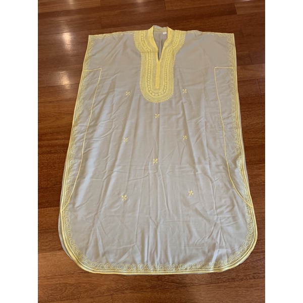 Preloved Kaftan India Arab Green Yellow Hijau Wanita