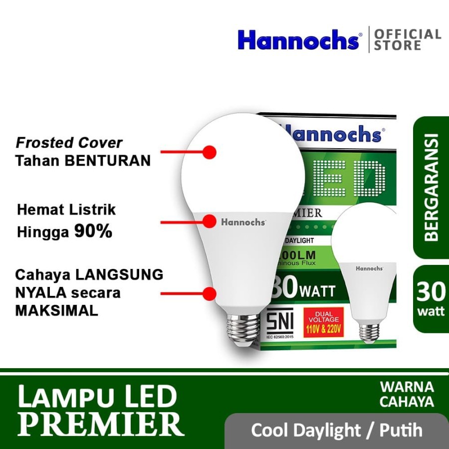 HANNOCHS PREMIER 30 WATT - Bola Lampu LED E27 30 Watt - Garansi 1 Tahun