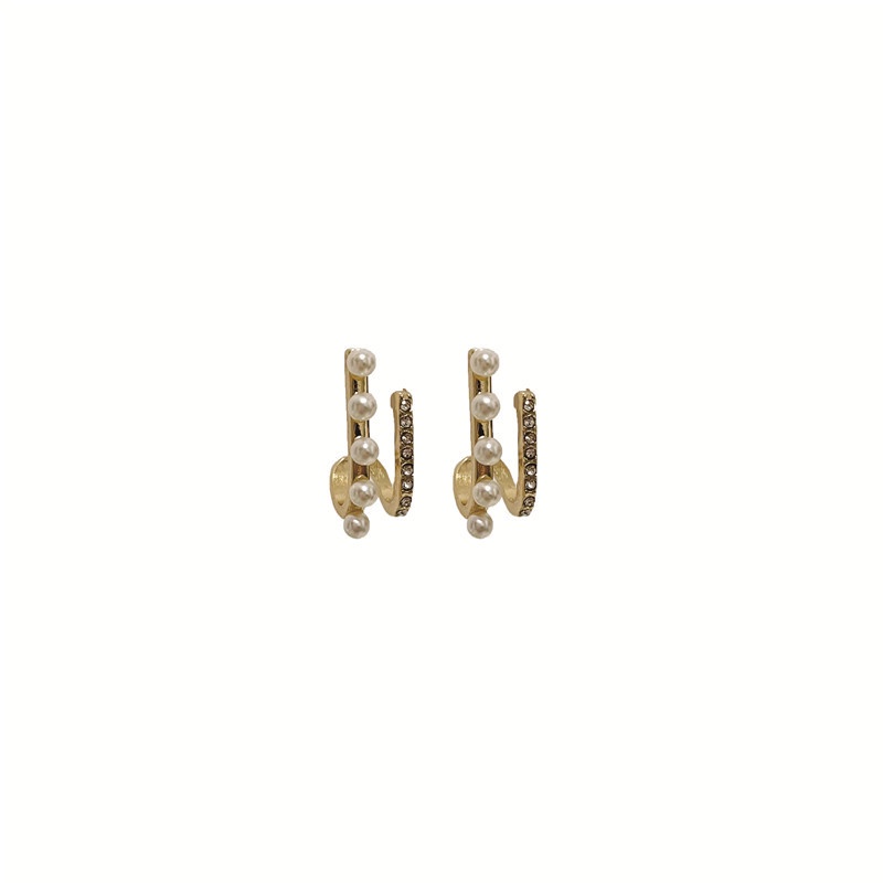 Anting Tusuk Gantung Bahan Metal Hias Mutiara Gaya Trendymewah Untuk Wanita