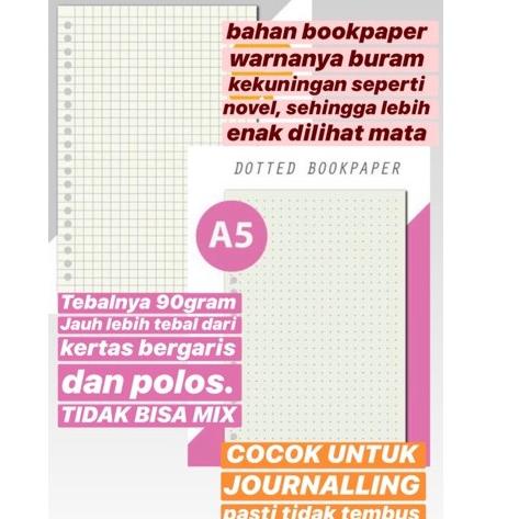 vvbn87 Tambahan 50 Lembar Kertas Polos/Bergaris/Dotted/Grid Buku Tulis A4 & A5 & B5 Writescape 2020