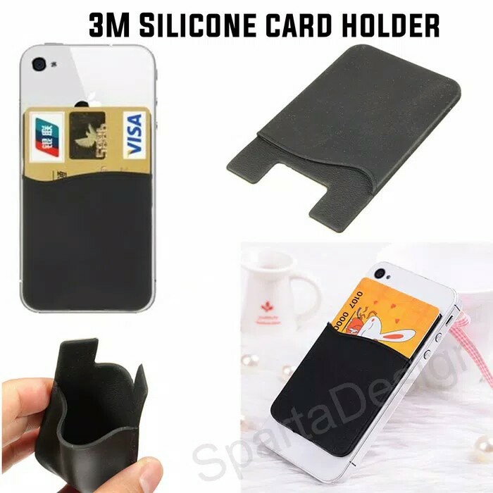 Silicone Card Holder HP Tempat dompet Kartu Tempel 3M di Handphone