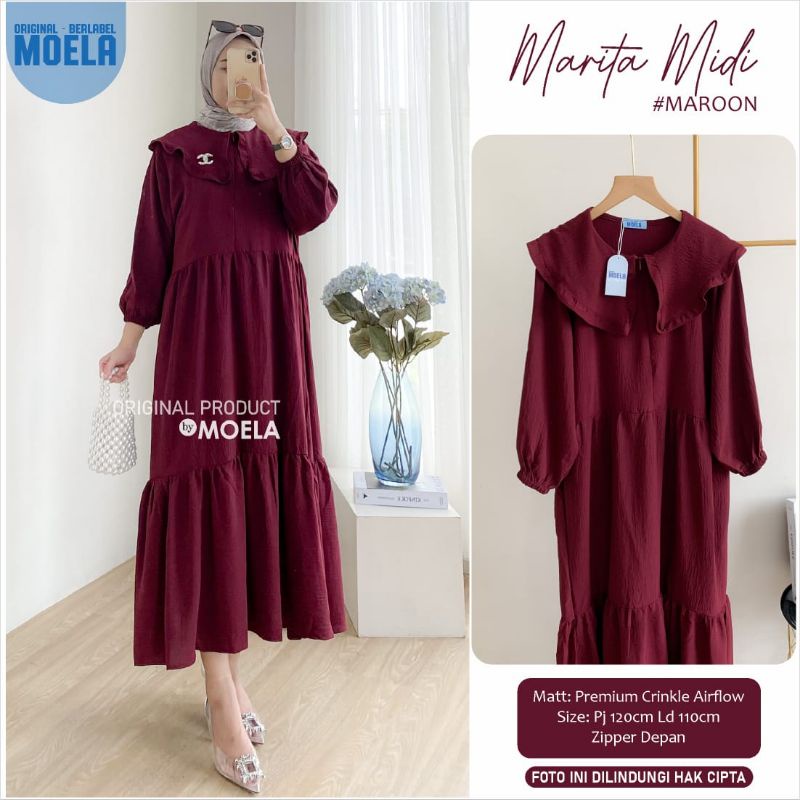 COD by Original Moela Berlabel Ld 110 Midi Dress Cringkle Airflow Marita