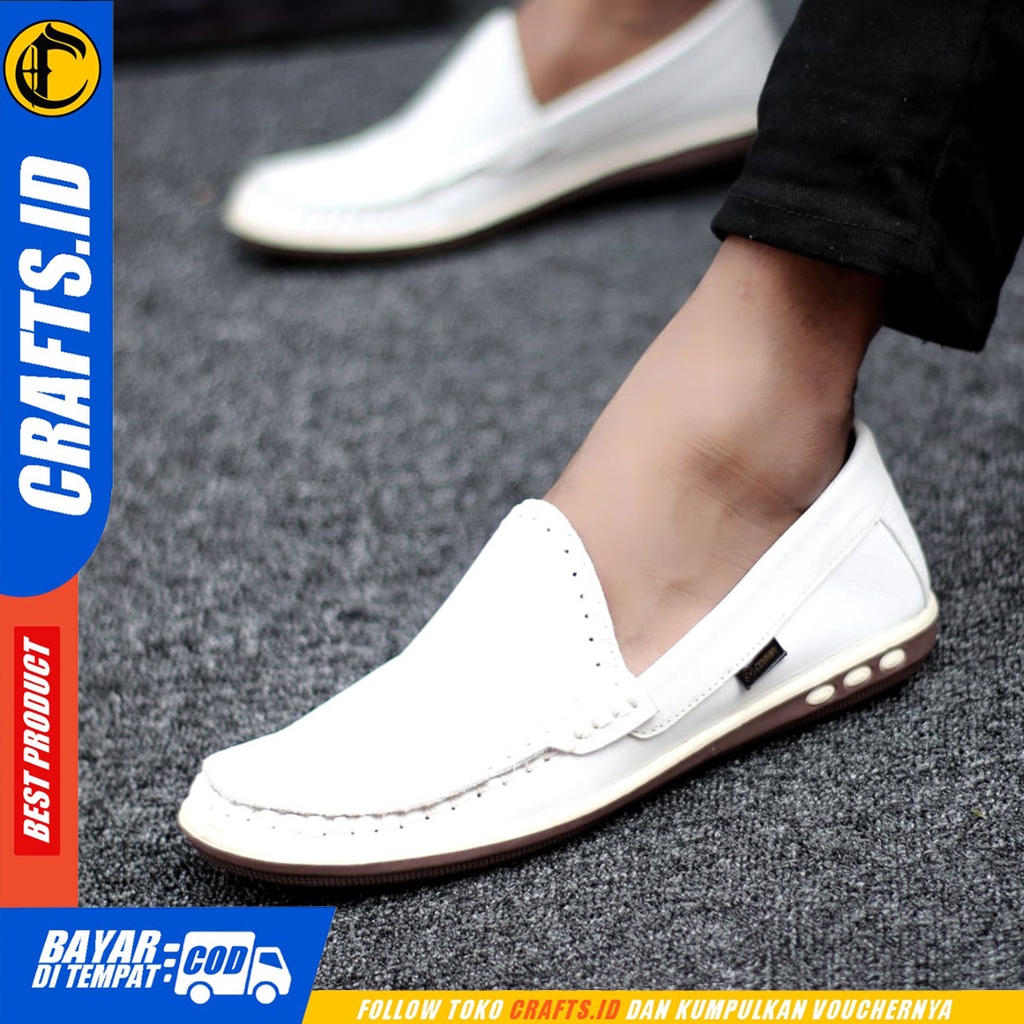 CRAFTS moclea - Sepatu Casual Slip On Pria Kulit Asli Slop Pria