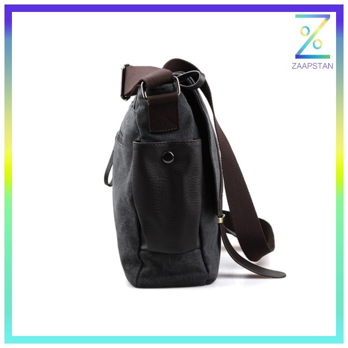 KAKA Tas Selempang Pria Korean Canvas Messenger Bag - K2642 - Black/Gr