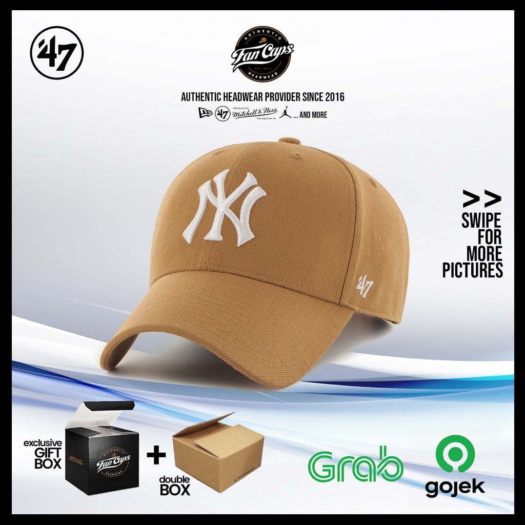 Topi 47 Original MLB New York Yankees MVP warna Camel Beige | FREE GIFT BOX