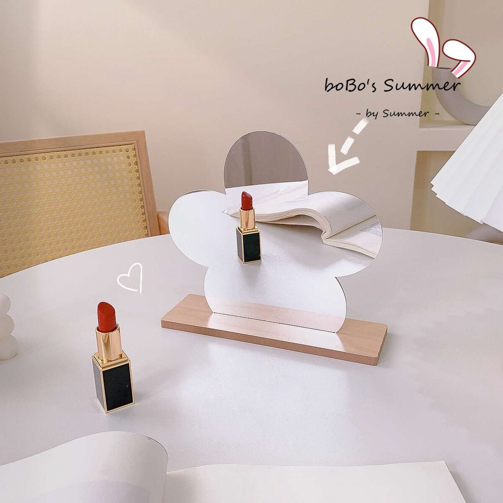 Cermin Rias Estetik Model Lucu Penyangga Kayu Cermin Kaca Make Up - MOHON BACA NOTES