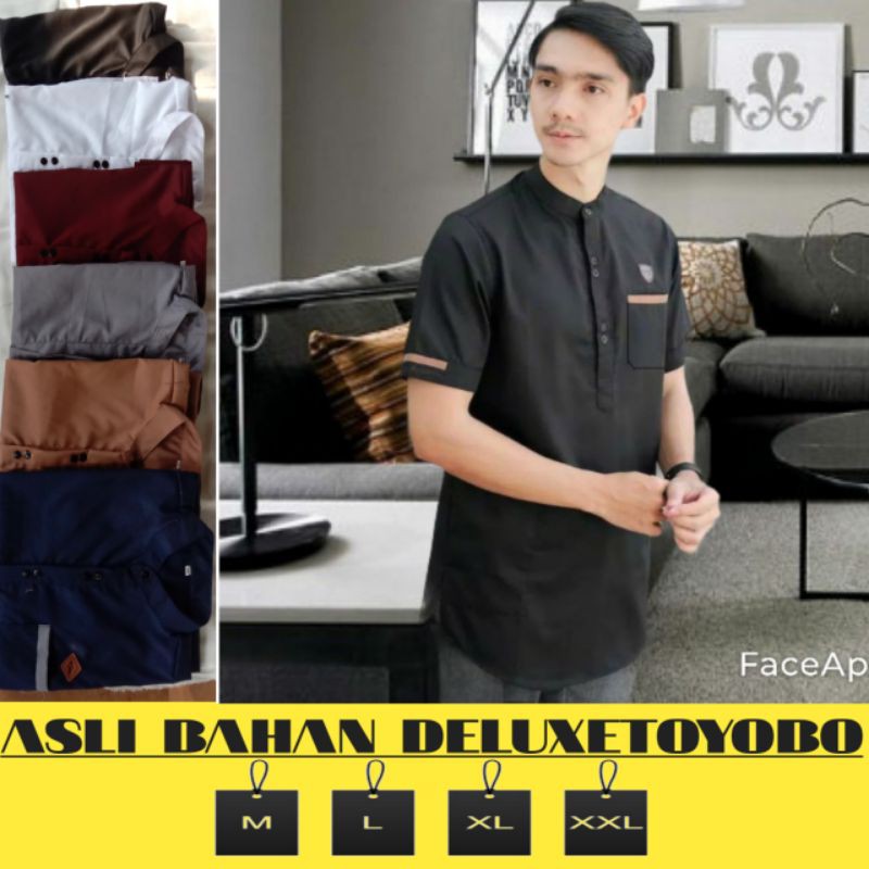 [HANYA DISHOPEE] Baju Koko Muslim//Koko Kurta Lengan Pendek Remaja Dewasa//Bahan Toyobo