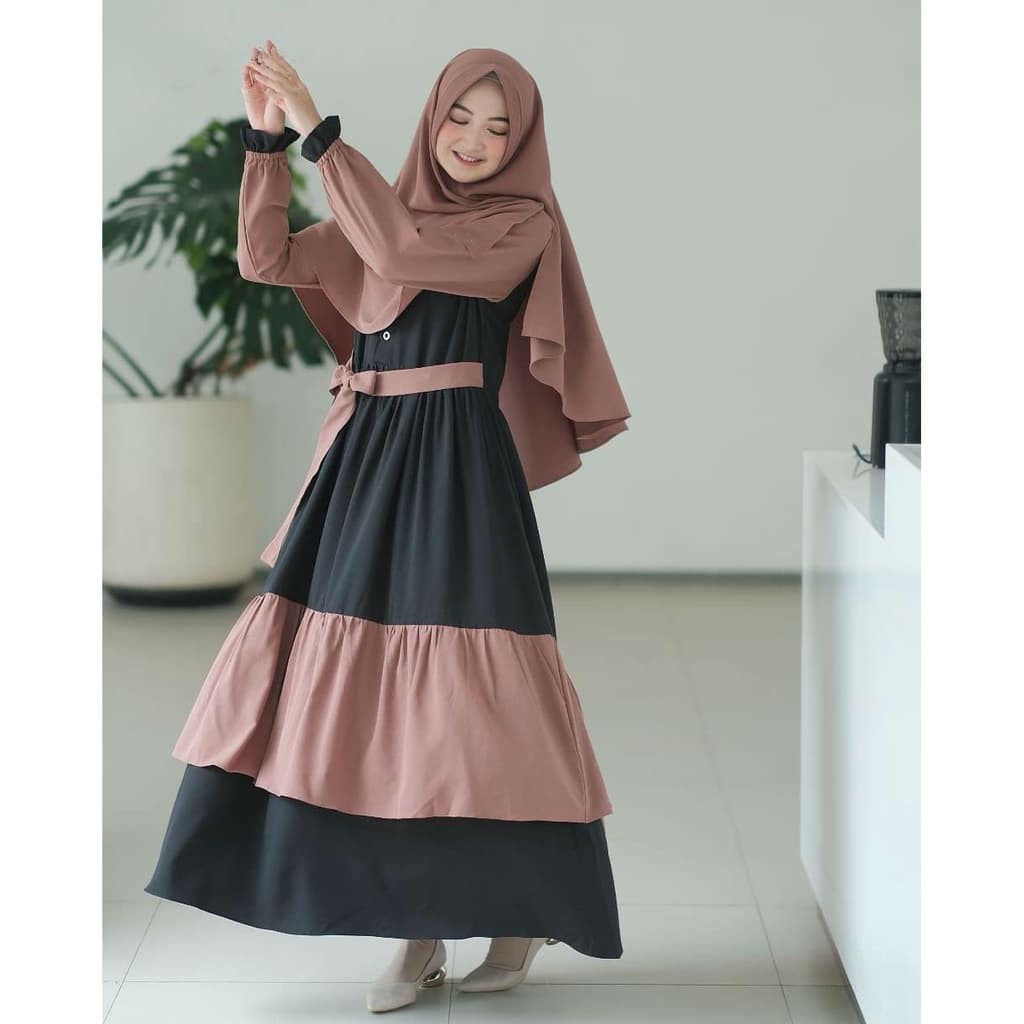 Amira Syari Setelan Gamis Syarii Set Khimar Fashion Wanita Outfit Muslim