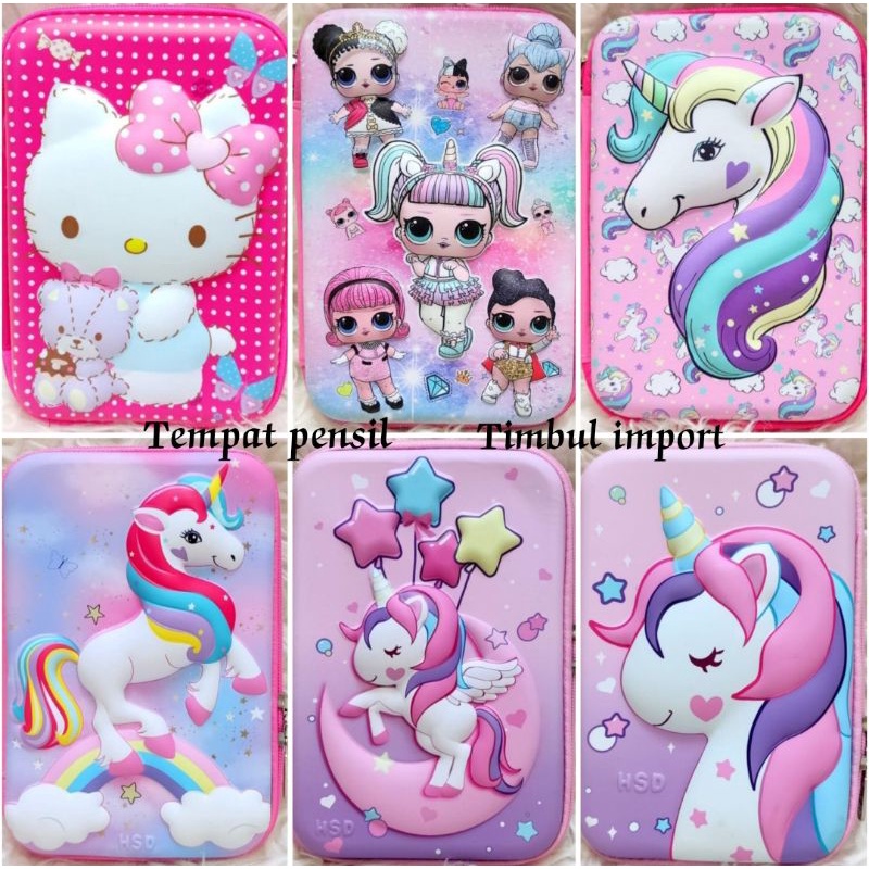 

Tempat Pensil,Produk Premium Unicorn Timbul size14x3,5x21,5cm,Bahan halus