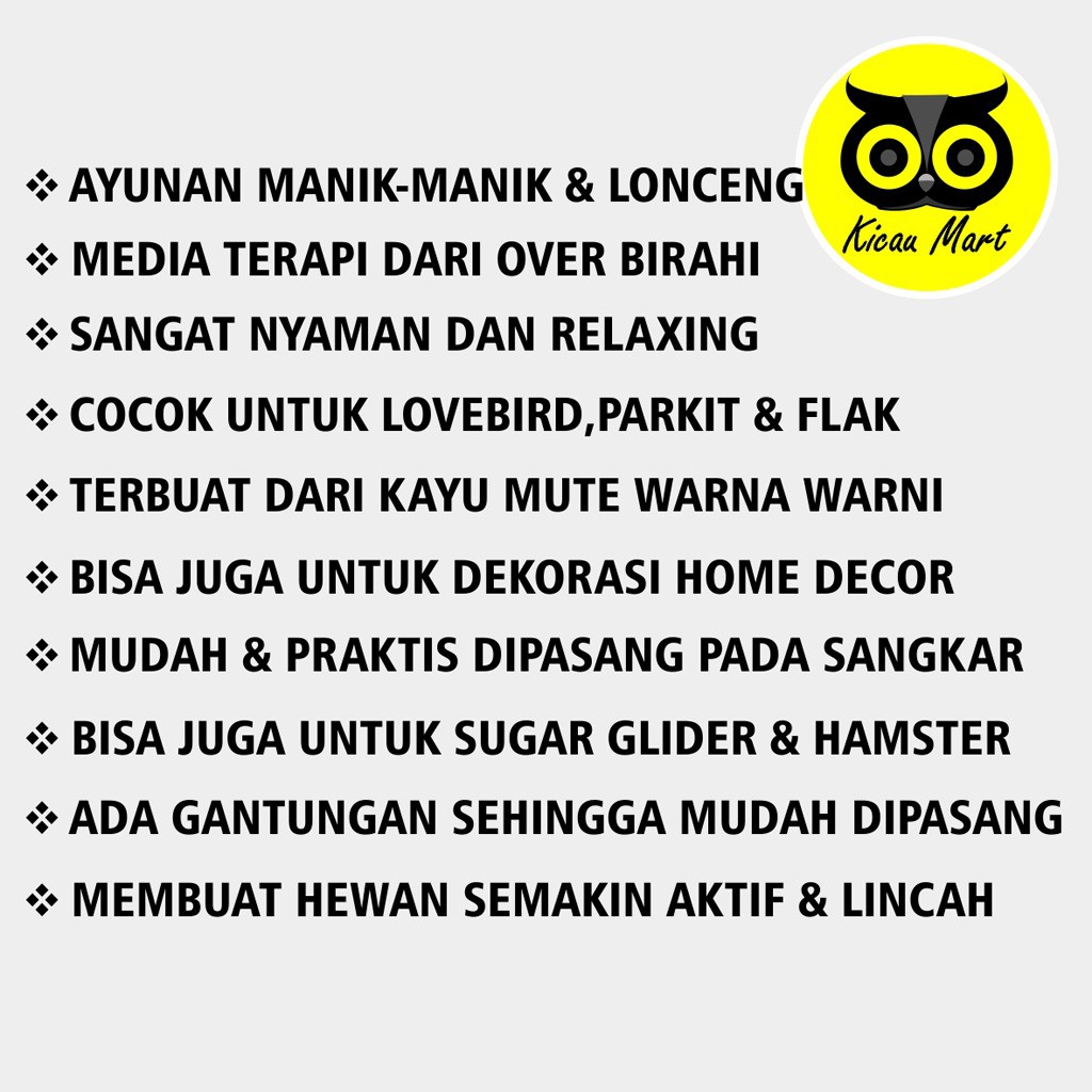 AYUNAN BURUNG MUTE MAINAN TANGKRINGAN AYUN LOVEBIRD PARKIT SUN CONURE SUNCONURE SMALL PARROT AYMUTE