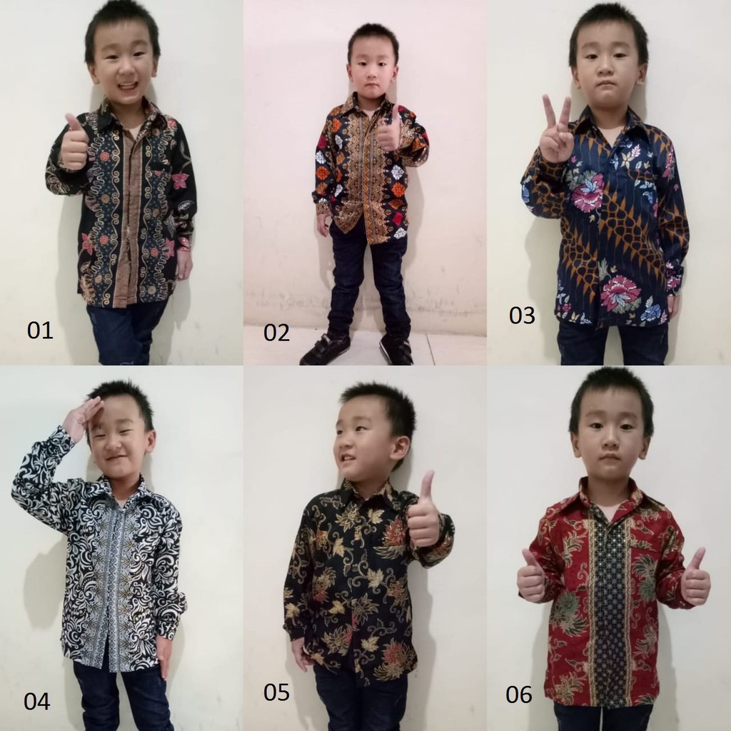 SB Collection Atasan Kemeja Medy Lengan Panjang Batik Anak Laki-laki