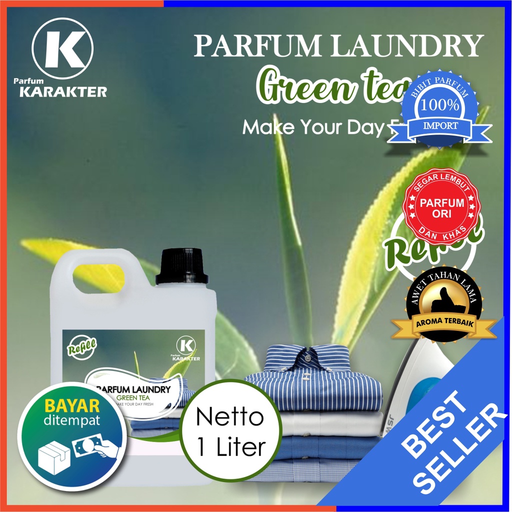 Parfum Laundry Greentea 1 Liter | Pewangi Laundry Pakaian Harum Wangi Tahan Lama | Bisa Cod | Terlaris