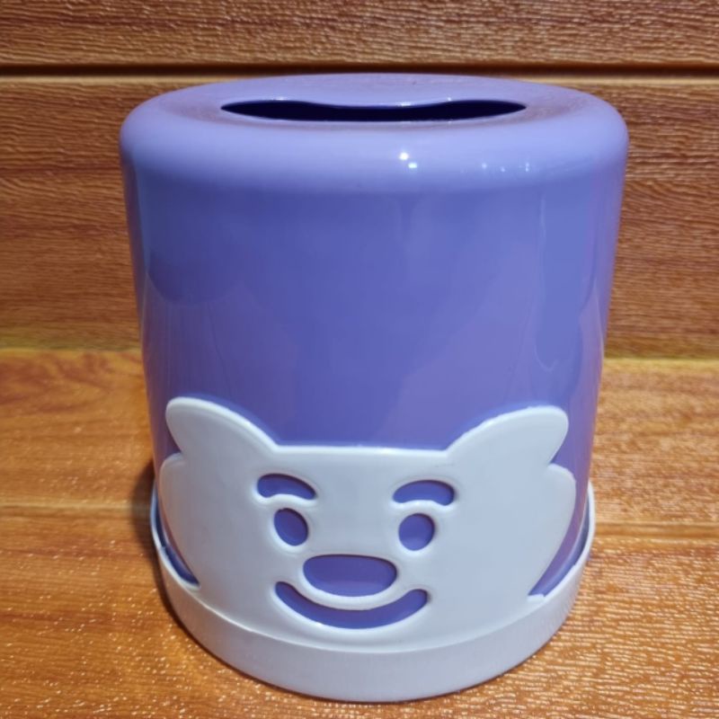 Tempat Tissue Happy Bear Bulat / Tempat Tissue Bulat Karakter / Tempat Tisu Plastik Murah