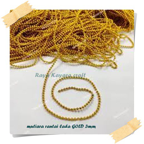 Mutiara rantai lada gold 3mm per meter