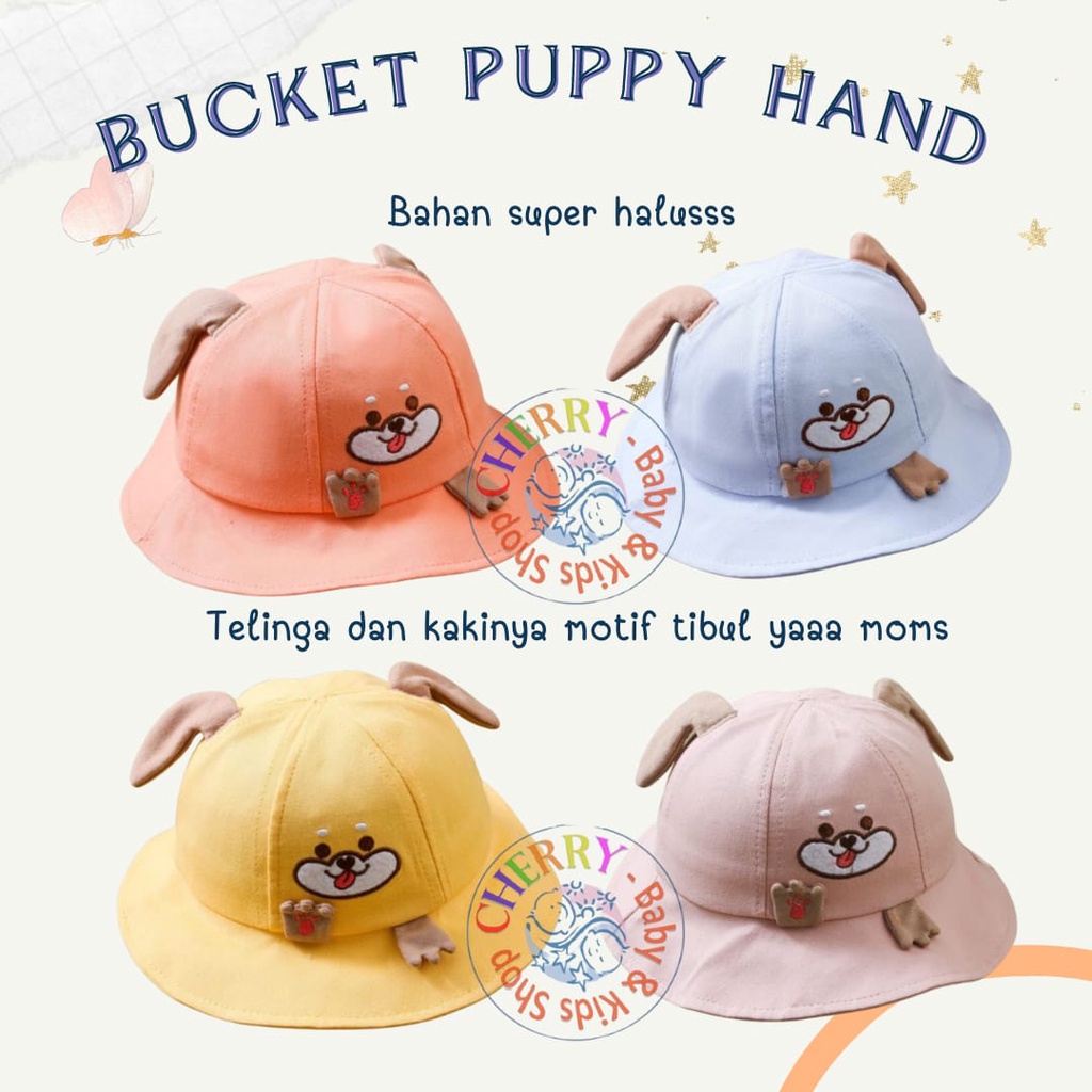 Topi Bucket Puppy Hand 0-2 Tahun Topi Anak Topi Bayi Kekinian CBKS VC