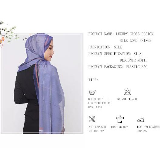 MOBASA OFFICIAL Hijab pashmina silk kerudung pashmina import jilbab pashmina premium CROS