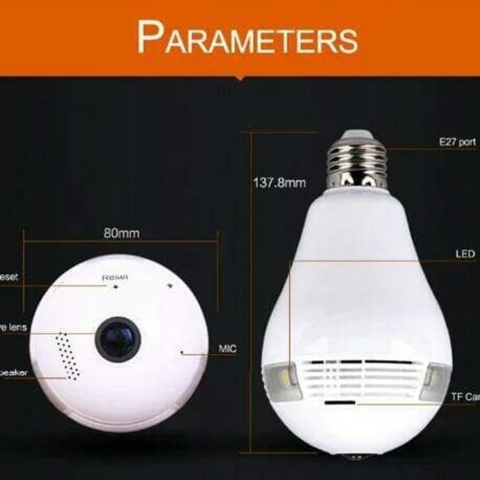 KAMERA CCTV BULB WIFI 360 EYES PANORAMIC CAMERA IP BOHLAM 360 EYES