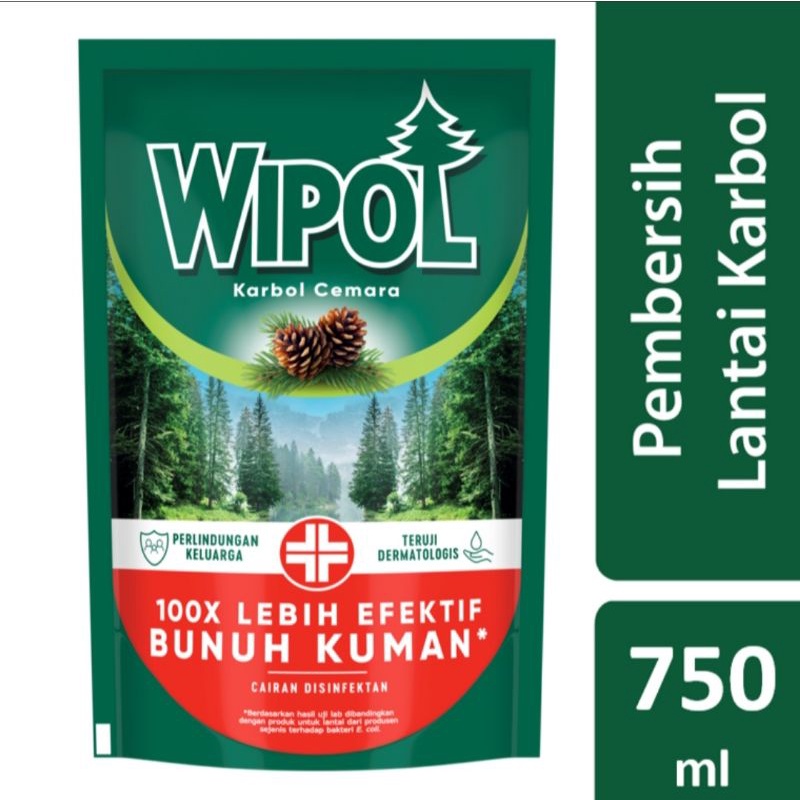 Wipol Pembersih Lantai Karbol Cemara Refill 750mL