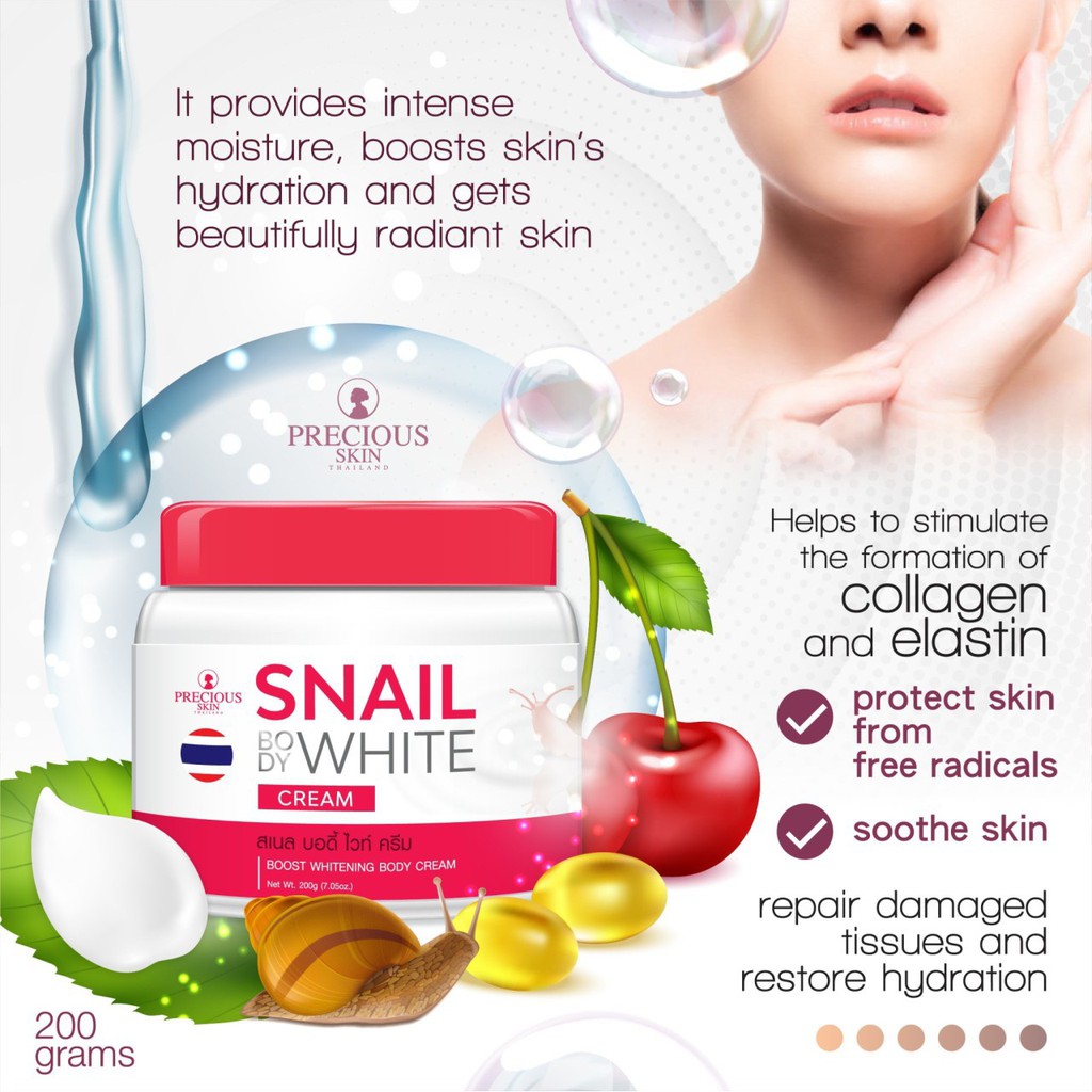 PRECIOUS SKIN BODY CREAM ELZA VITAMIN E LEMON VITAMIN C SNAIL WHITE HYA KOJIC GOLD