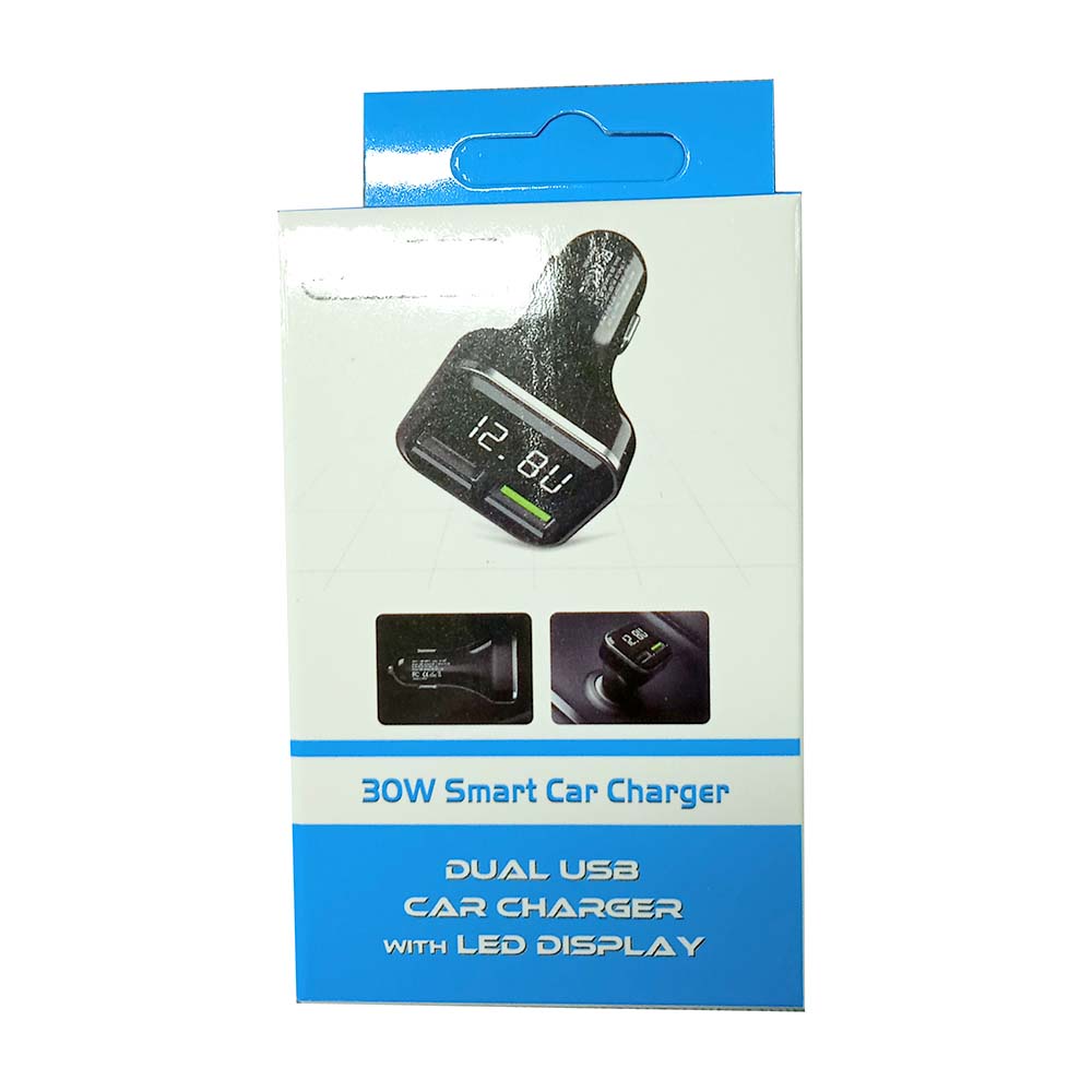 Car Charger Smartphone 2 Port 3.1A QC3.0 LCD Display - KMD-KN315 - Black