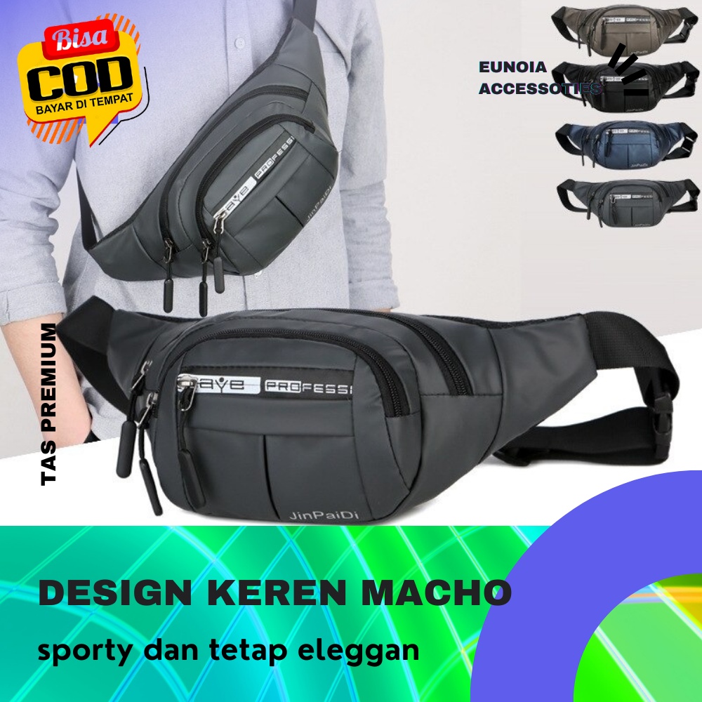 Tas Waistbag Shoulderbag Selempang Slempang Bahu Import Pria Wanita Cowok  Cowo Remaja Gojek Distro 