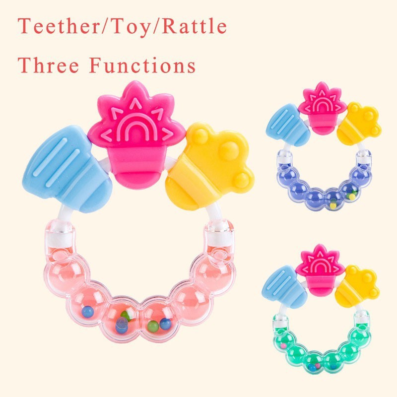 TEETHER RATTLE Mainan Kerincingan Genggam bintang silicon edukasi Bayi Anak gigitan toy silikon