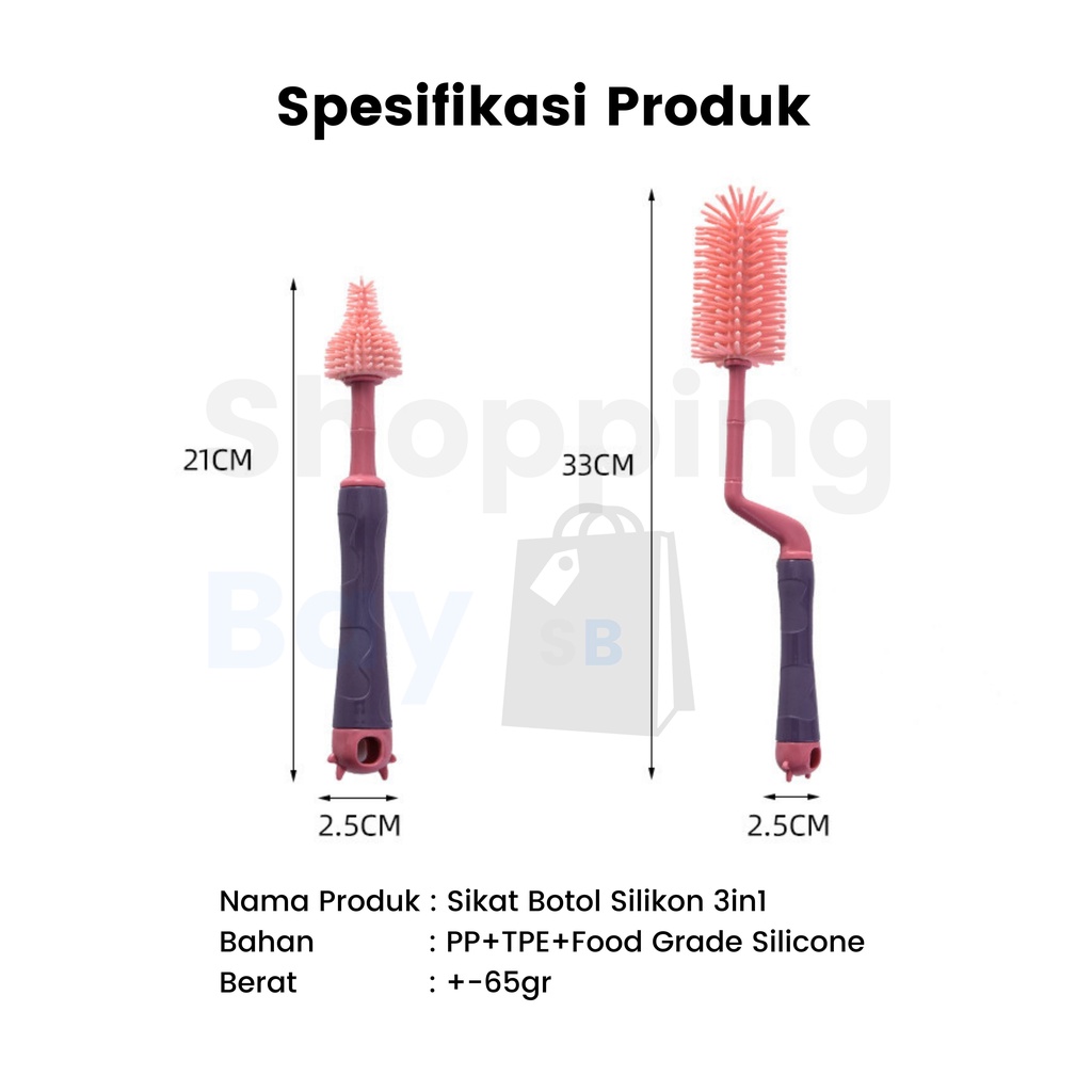 [SB] Bottle Brush Siliicone Set 3 in 1 Sikat Botol Bayi Silikon / Sikat Botol Silikon 3 in 1