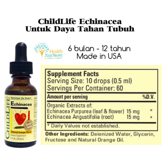 Childlife Echinacea 296ml Daya Tahan Tubuh Batuk Pilek Anak Made In Usa