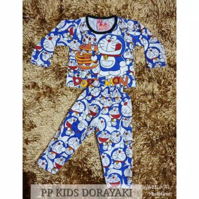 PIYAMA ANAK ANAK MEREK KISS KIDS MOTIF DORA'MON REALPICT/STELAN ANAK/PIYAMA ANAK