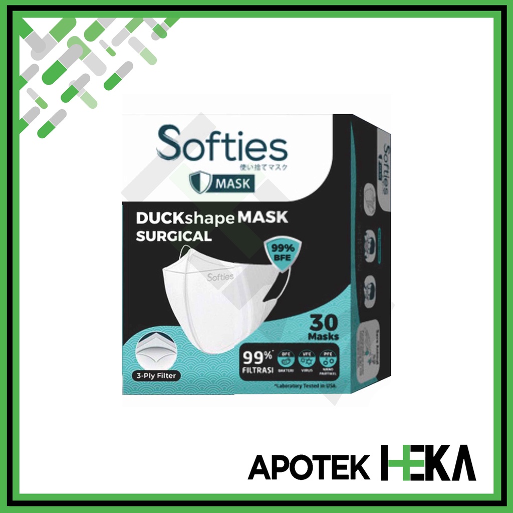 Softies Surgical Duckshape Mask Putih Box isi 30 - Masker 3 Ply (SEMARANG)