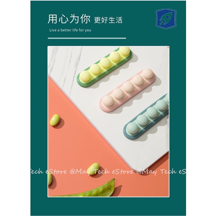 Holder Kabel Silikon Bulat 4 Slot Klip Kabel Penjepit Cable Clip Organizer