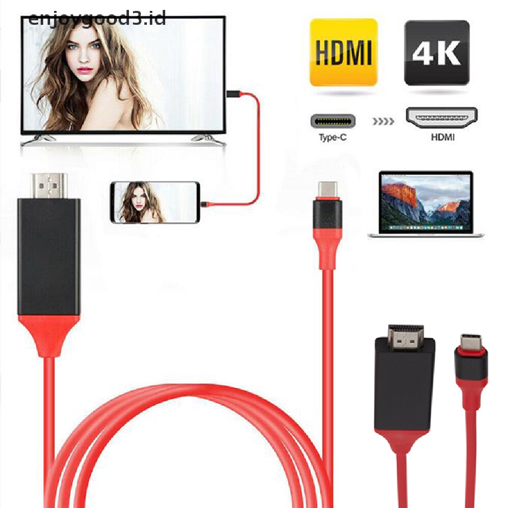 Kabel Video Usb 3.1 Tipe C Ke Hdmi Av Tv 4k Hd