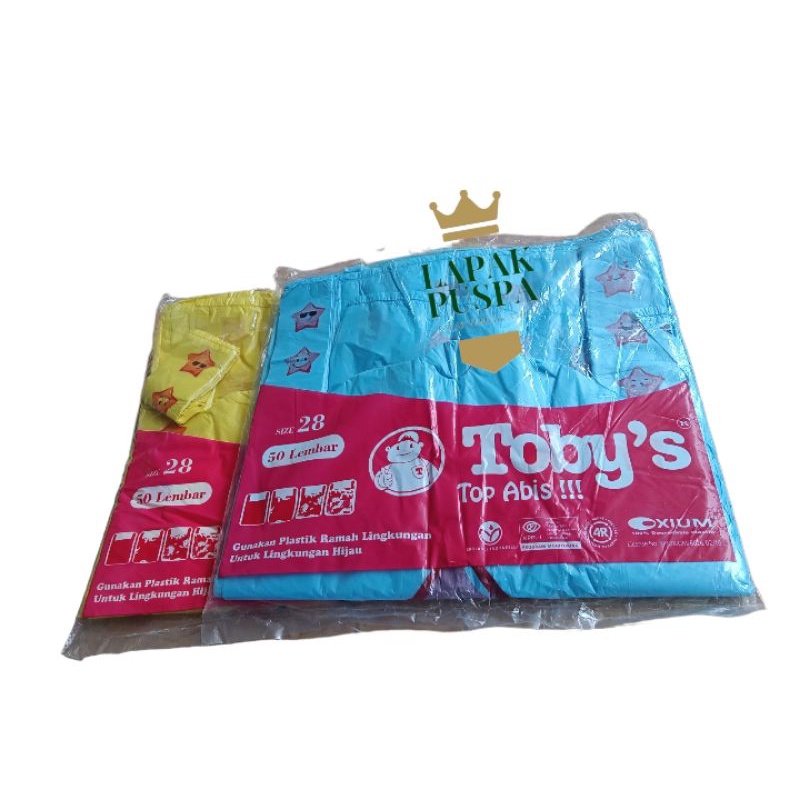 kresek tas kantong plastik Toby's warna ukuran 28 isi 50 lembar tebal bagus gambar karakter