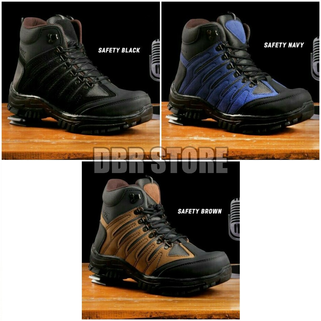 ORIGINAL -  Sepatu Kerja Safety Boots/Shoes/Proyek/PDH Almost Cowok/Pria (Ujung Besi) Wolverine Navy