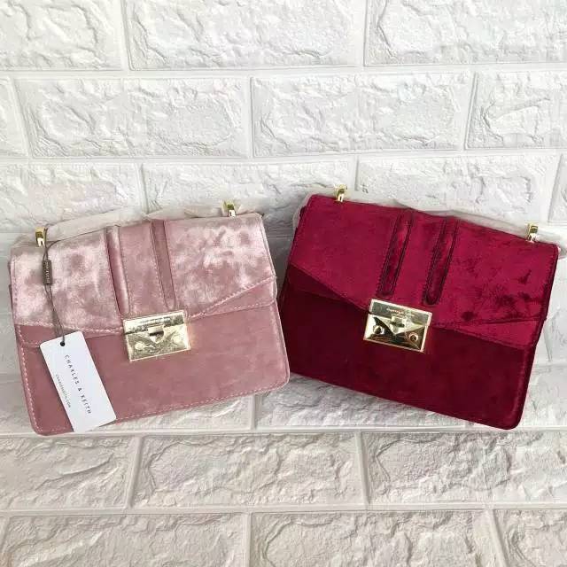 charles and keith velvet bag