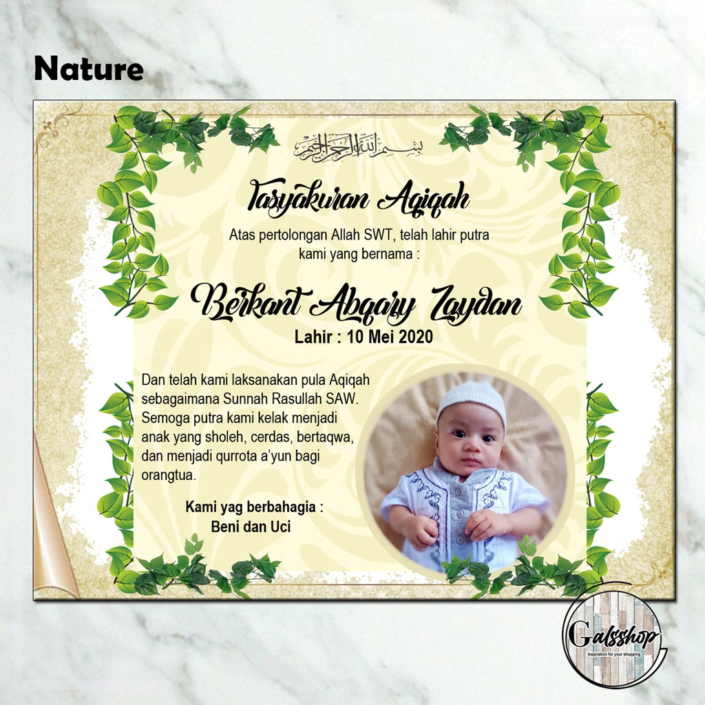 

Kartu Aqiqah / Tasyakuran Card / Stiker Aqiqah Nature