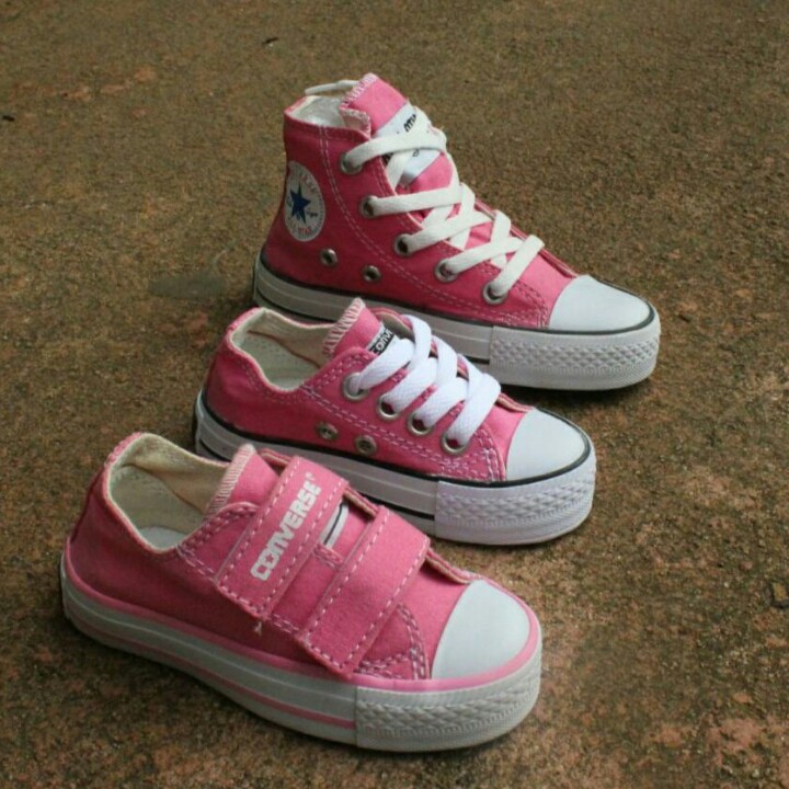 sepatu anak converse high tali pink/ sepatu sekolah anak keren/ converse perekat warna pink