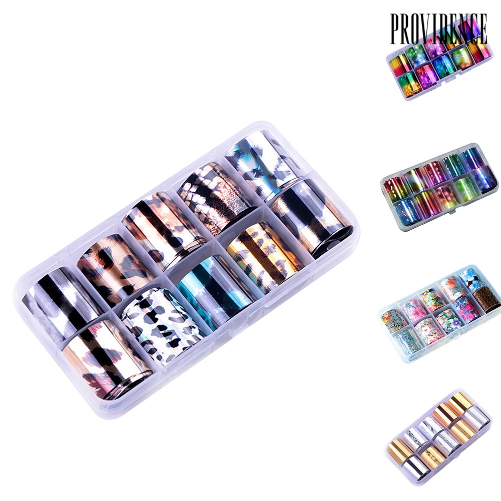 Providence 10Rolls/Set Glitter Nail Art Foils Laser Tips Stickers DIY Manicure Decorations