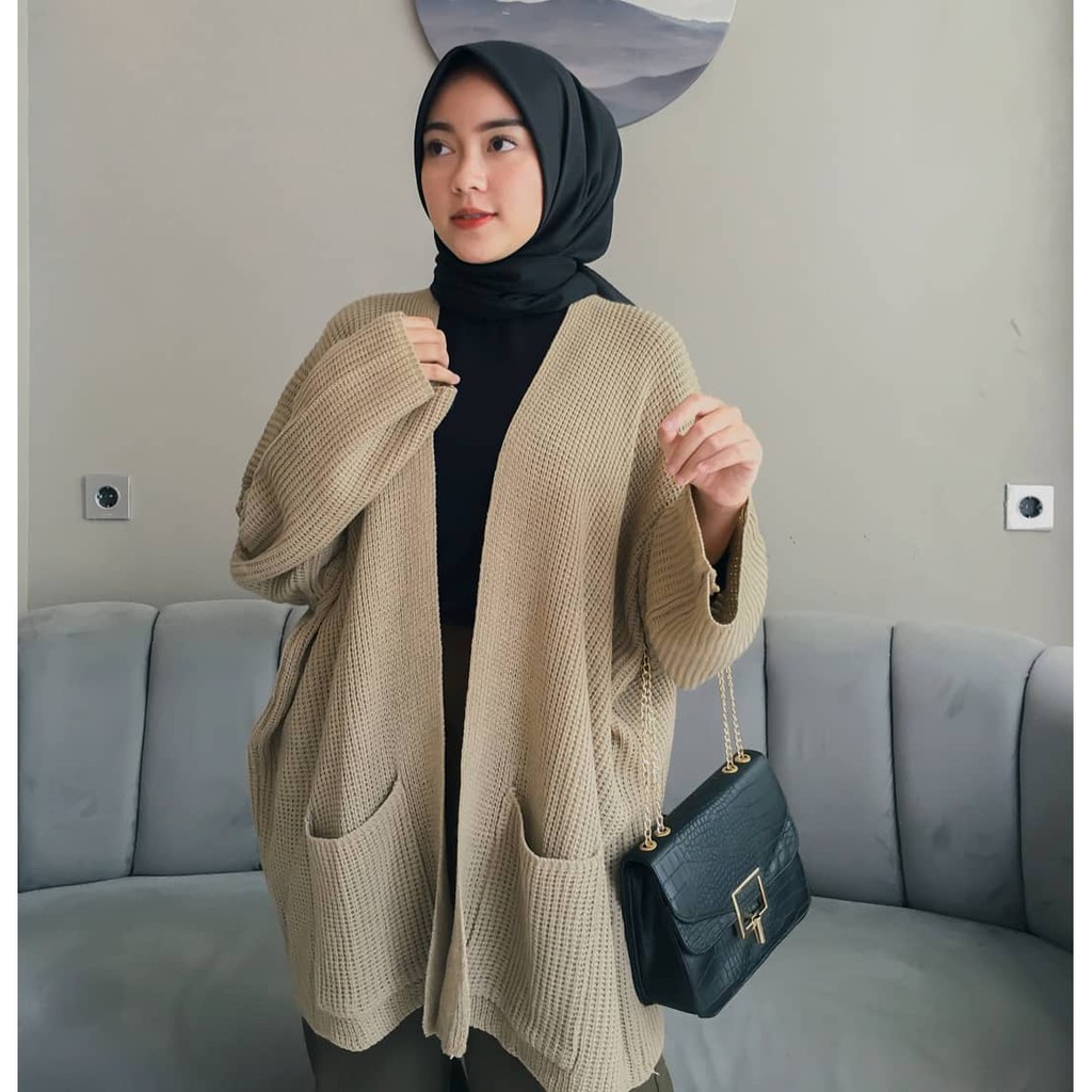 COD  Cardigan Rajut Jumbo XXL/3xl/4xl cardigan oversize rajut wanita lengan panjang big size-4