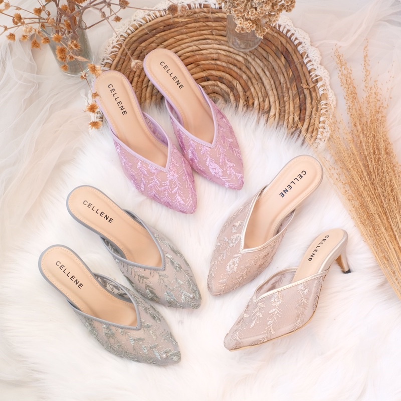 CELLENE Halley Lace Heels | wedding shoes lace brukat tinggi 5cm