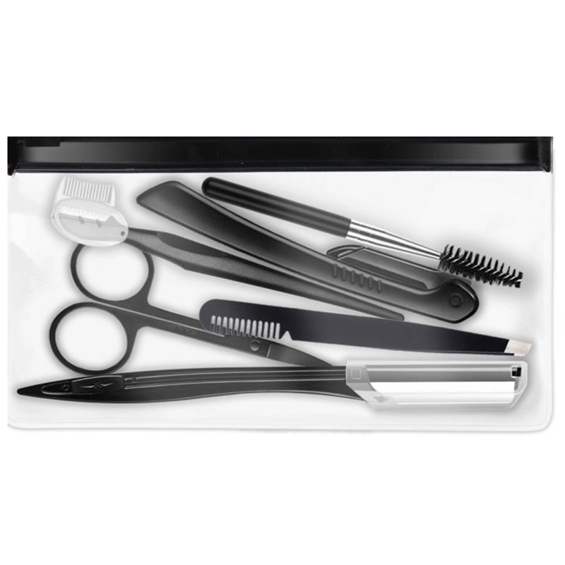 Sevich 6pcs Set Pinset Gunting Pemangkasan Alis Portabel Bahan Stainless Steel Warna Hitam Untuk Makeup 6pcs