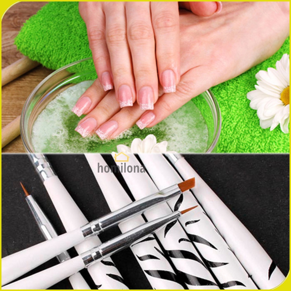 Brush Kutek Kuku Zebra Nail Art 8 PCS - White