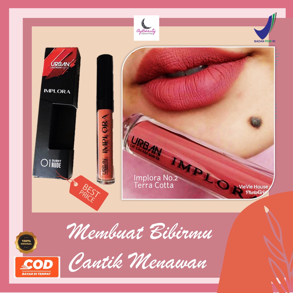 implora lipcream lipstik gincu bibir warna alami natural lembab cantik untuk sehari hari viral murah