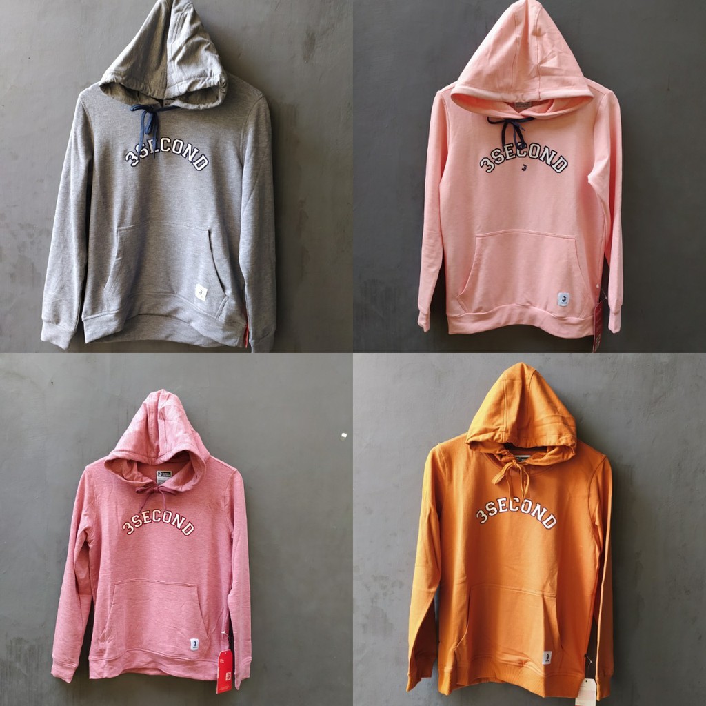 HOODIE 3SECOND CEWEK ORIGINAL WARNA ABU, PINK, PINK TUA DAN ORANGE