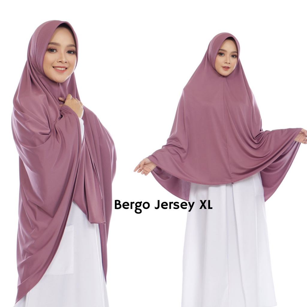 Kerudung Jersey/Jilbab Bergo Jersey Jumbo Ukuran L Dan XL / Jilbab Putih Polos / Hijab Syari Terbaru ANDIEN