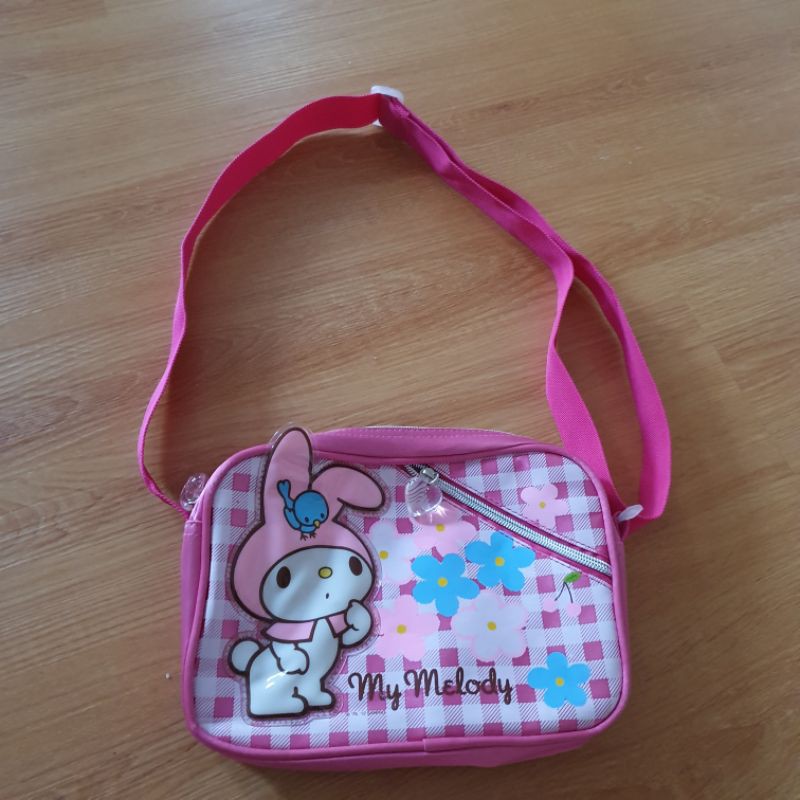 Tas Selempang anak perempuan motif melody pink kado souvenir ulang tahun