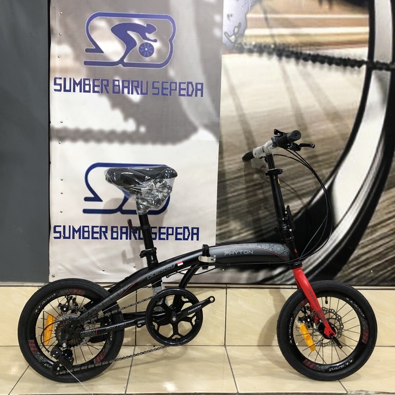 SEPEDA LIPAT ODESSY PHYTON 7 SPEED 16 INCH-Black red