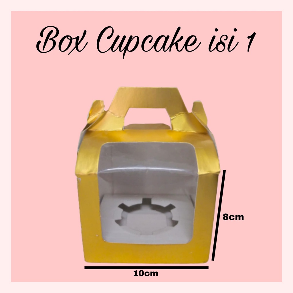 BOX CUPCAKE ISI 1 / BOX CUPCAKE WARNA GOLD LUCU