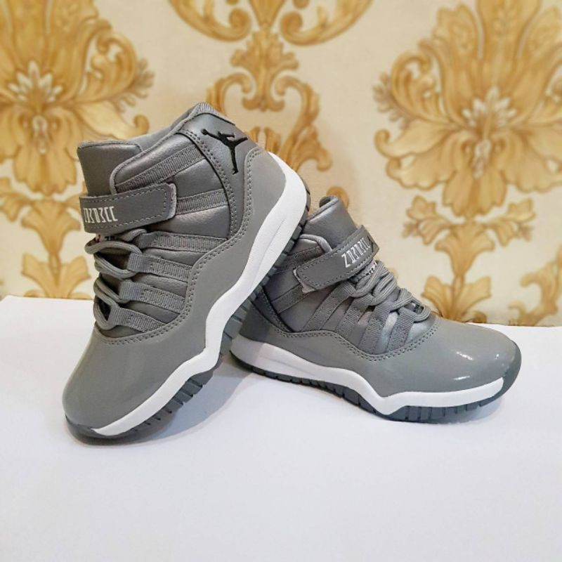 SEPATU ANAK JORDAN 11 ABU ABU PREMIUM HIGH QUALITY SEPATU JORDAN 11 KIDS BASKET